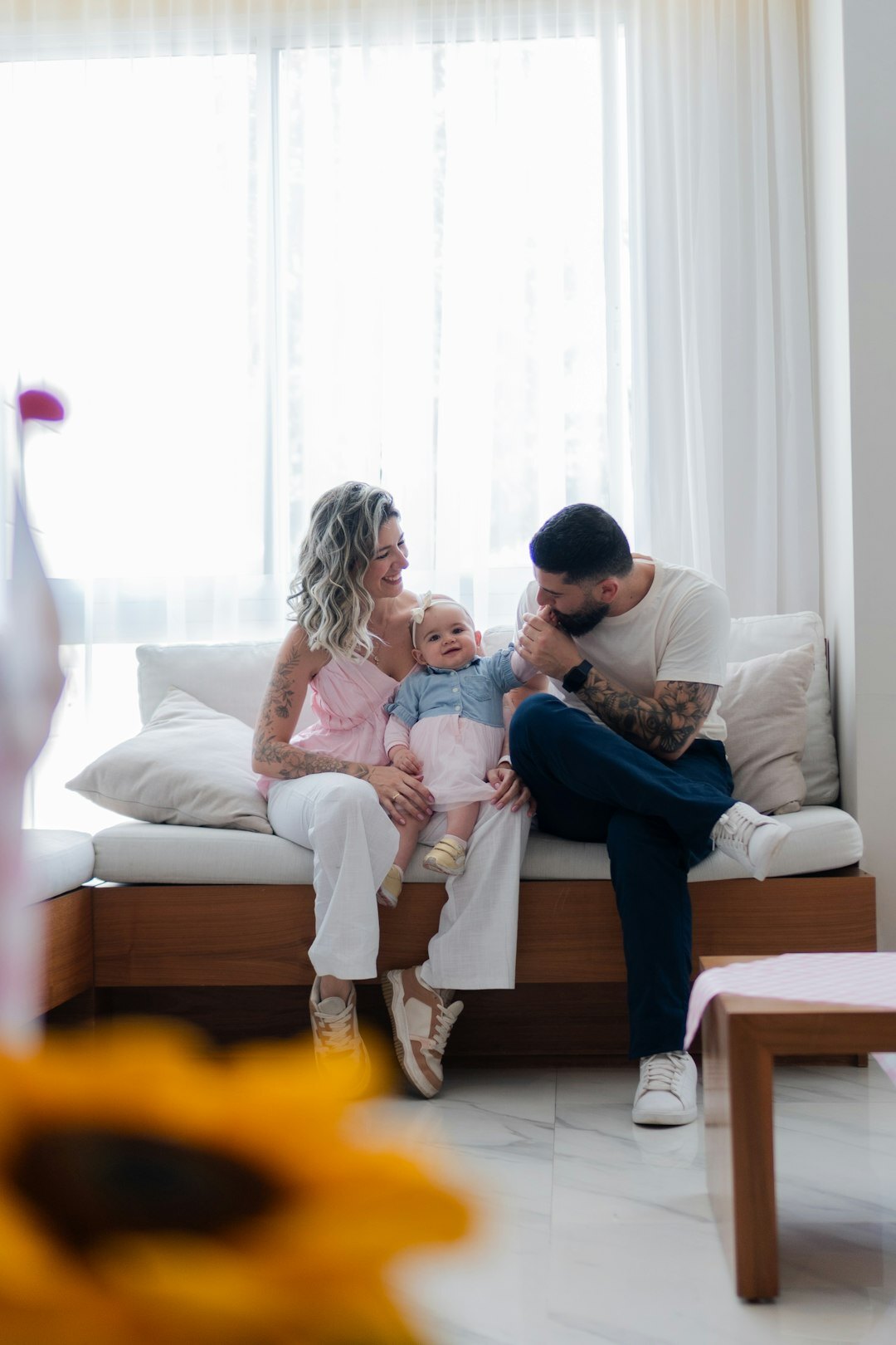 family discussing finances at home